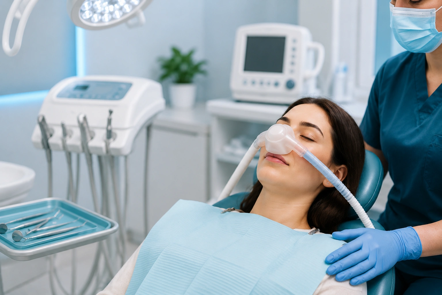 Patient receiving comfortable sedation dentistry treatment